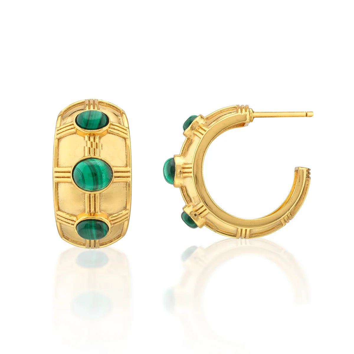 Cleopatra Bold Hoop Earrings - Malachite