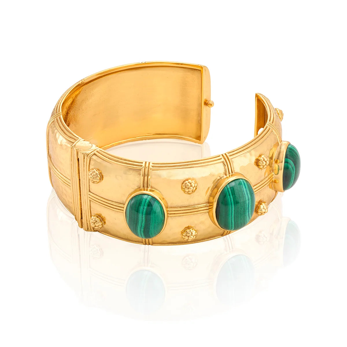 Cleopatra Grande Hinged Bangle - Malachite