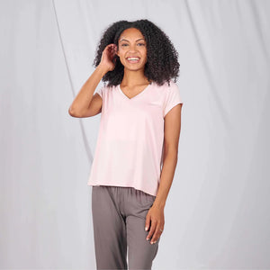 Faceplant Dreams | Bamboo V-Neck Pajama T-Shirt in Pink