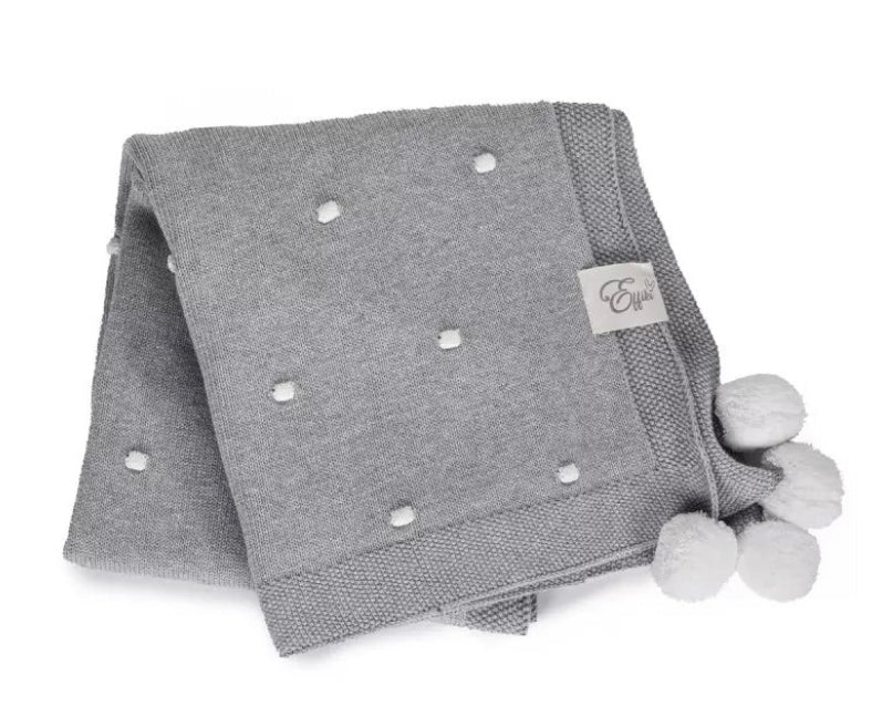 Effiki | Knit Baby Blanket w/ White Swiss Dots