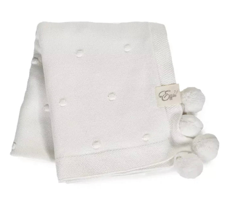 Effiki | Knitted Baby Blanket w/ Swiss Dots