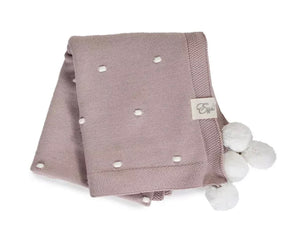 Effiki | Knit Baby Blanket w/ White Swiss Dots