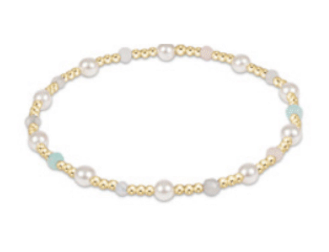 eNewton | Pearl Sincerity Pattern 3mm Bead Bracelet with Gemstone