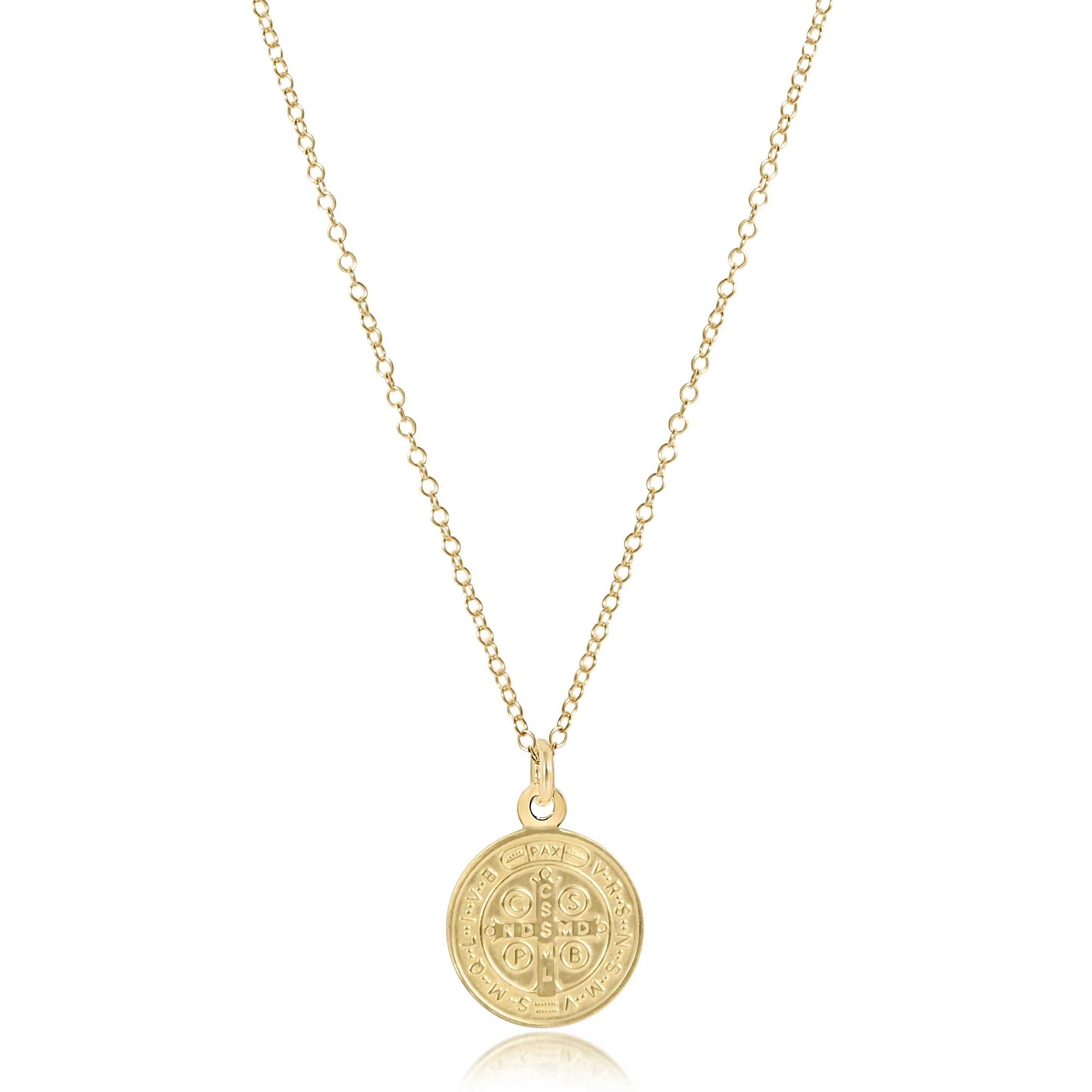 eNewton | 16" Blessing Disc Gold Necklace