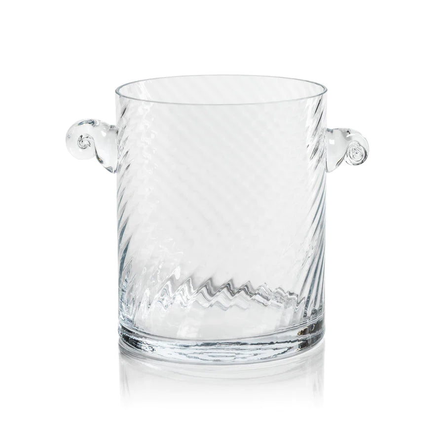 Zodax | Bagatelle Swirl Glass Ice Bucket with Silver Tongs