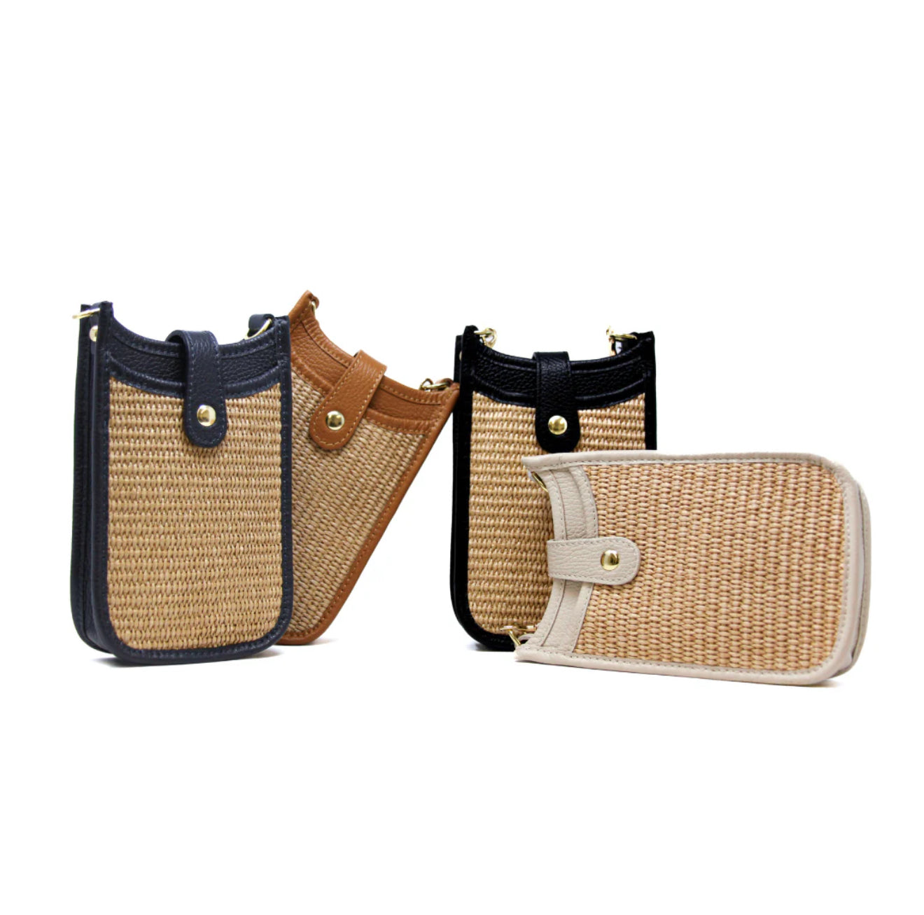 German Fuentes | Rattan and Leather Crossbody Cellphone Bag