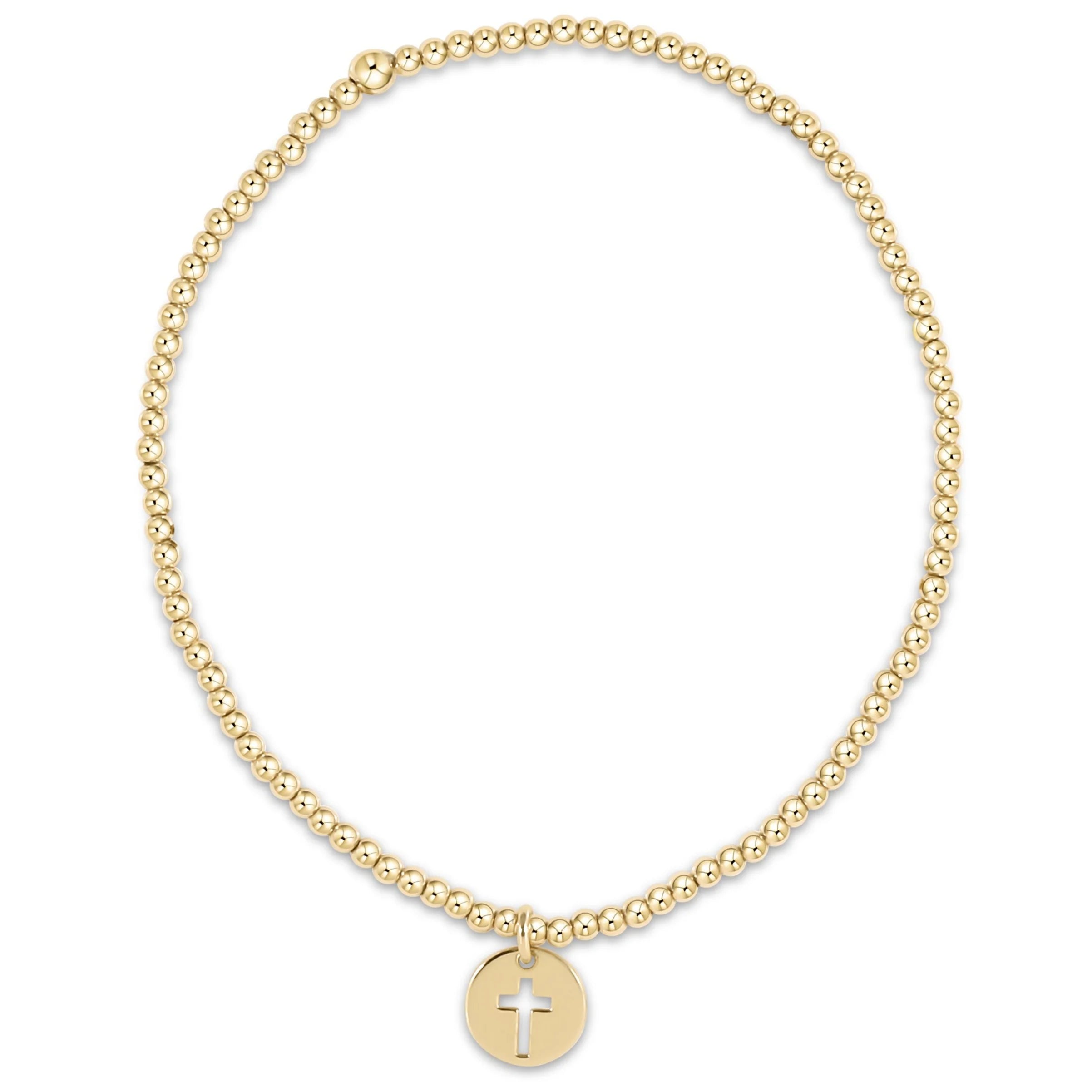 eNewton | Extends Classic Gold 3mm Bead Bracelet - Blessed Small Disc Gold