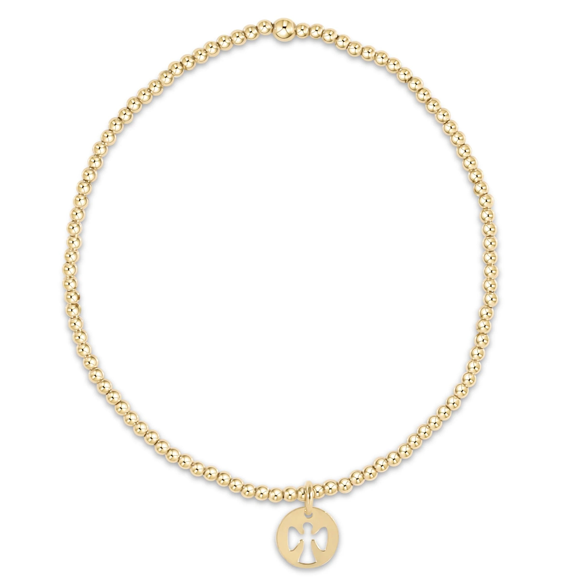eNewton | Classic Gold 2mm Bracelet - Guardian Angel Small Gold Disc