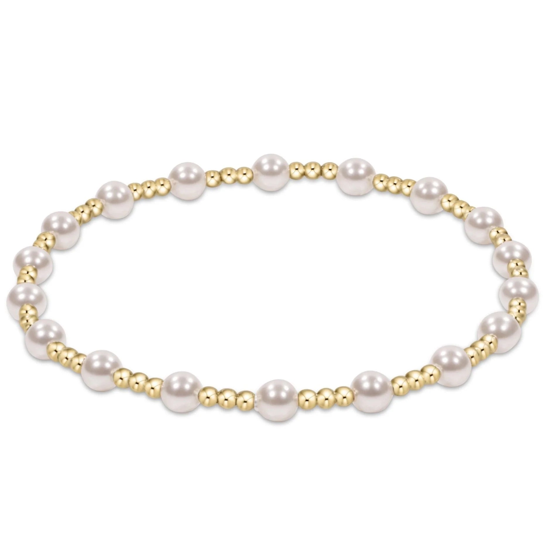 eNewton extends | Classic Sincerity Pattern 4mm Gold Bead Bracelet-Pearl