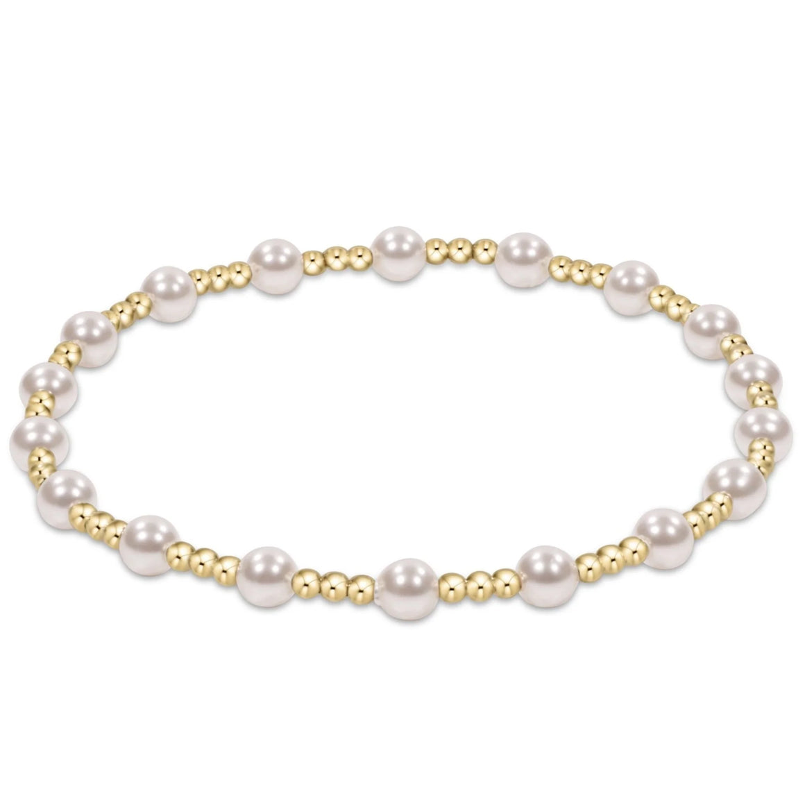 eNewton extends | Classic Sincerity Pattern 4mm Gold Bead Bracelet-Pearl