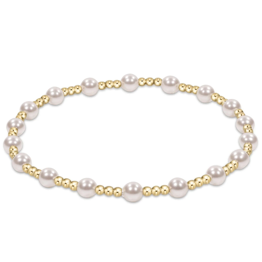 eNewton extends | Classic Sincerity Pattern 4mm Gold Bead Bracelet-Pearl
