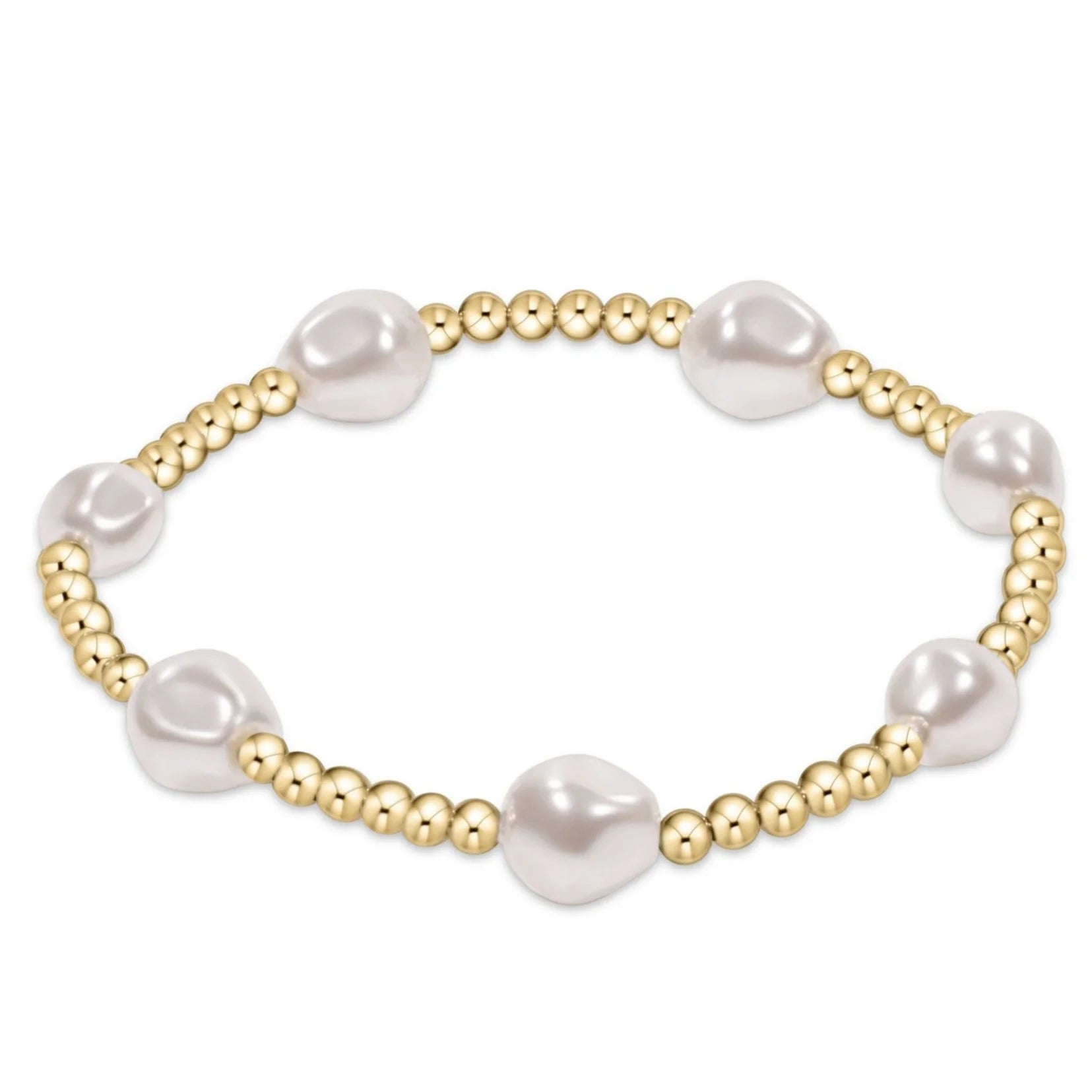 eNewton extends | Admire Gold 3mm Bead Bracelet - Pearl