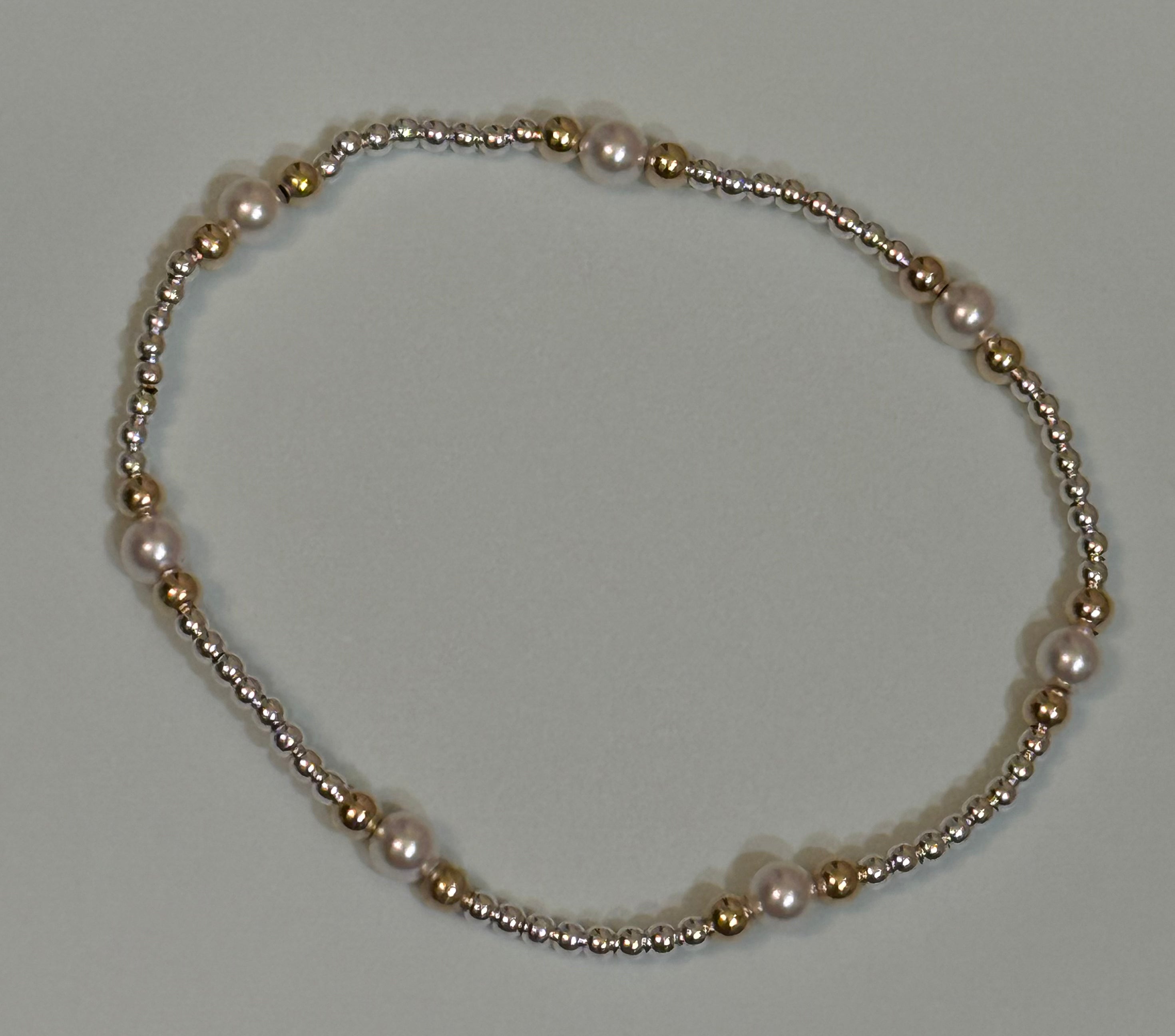 eNewton | Purpose Pearl 4mm Bead Bracelet - Mixed Metal