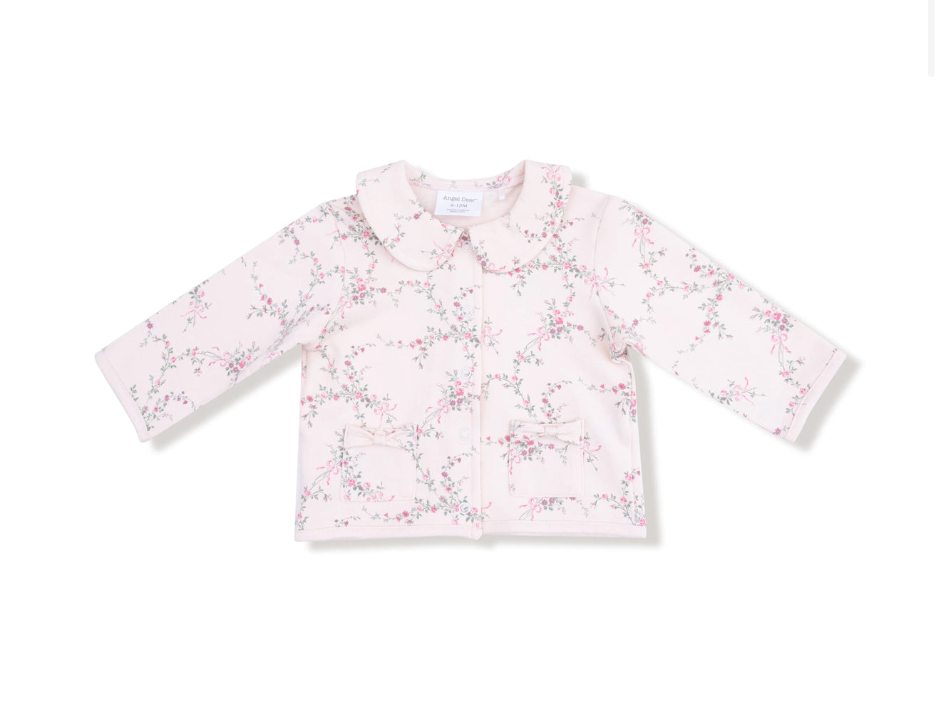 Angel Dear | French Terry Antoinette Floral Tweed Style Jacket with Bow Pockets