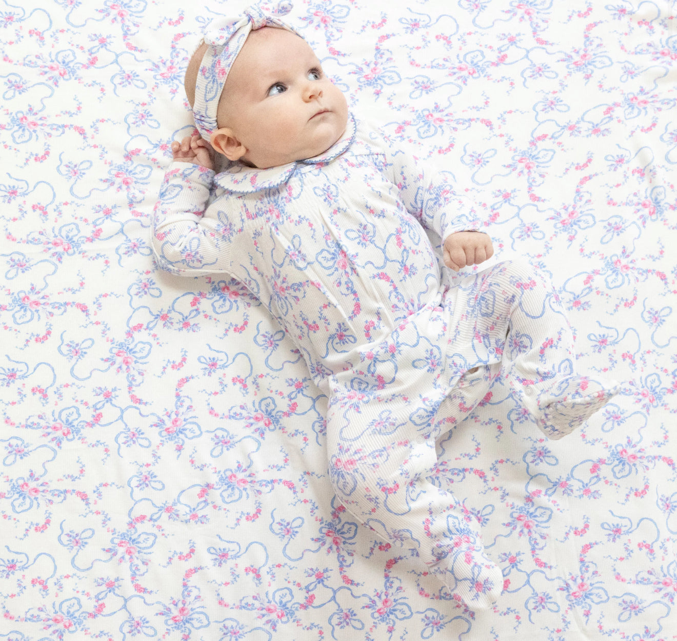 Angel Dear | Ribbon Floral Fling Smoked Peter Pan Snap Footie