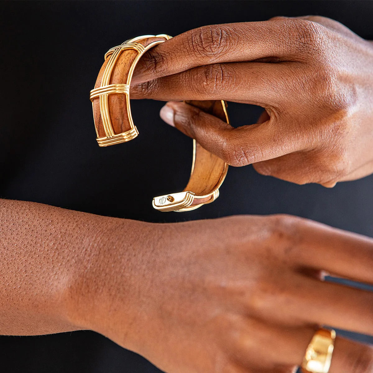 Capucine De Wulf | Gaia Hinged Bangle in Gold/Teak