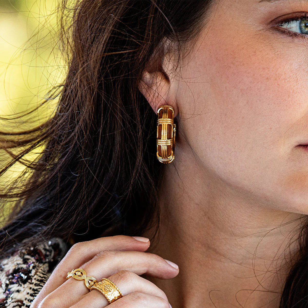 Capucine De Wulf | Gaia Cage Hoop Earrings in Teak