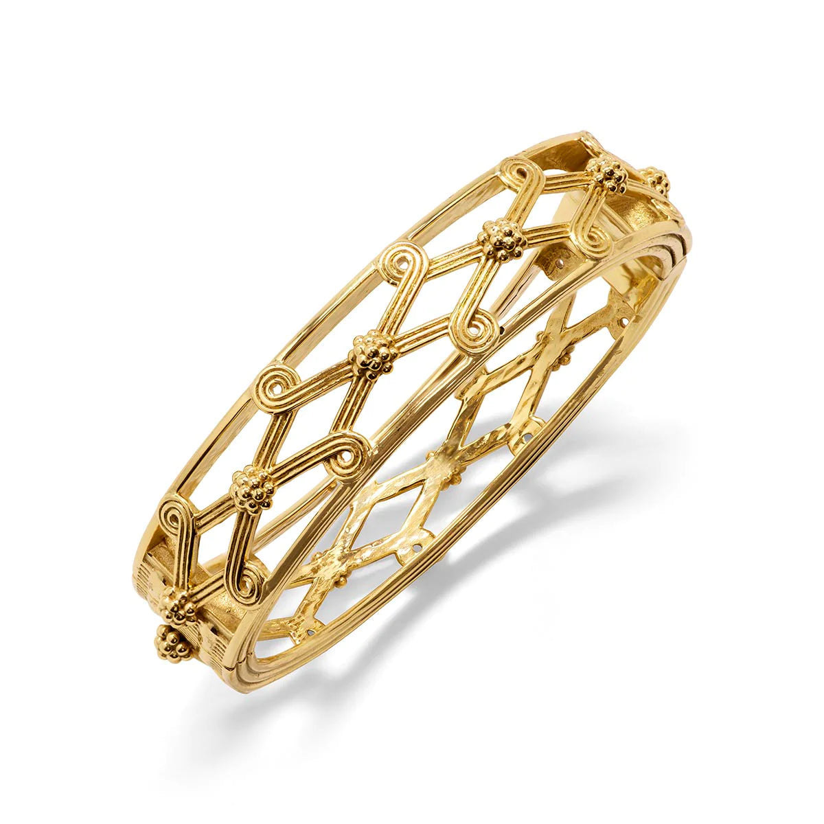 Monique Lattice Hinged Bangle in Gold