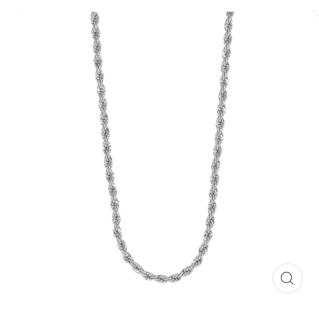 Maya J | Birthstone Charm Necklaces - Rope Chain White Gold