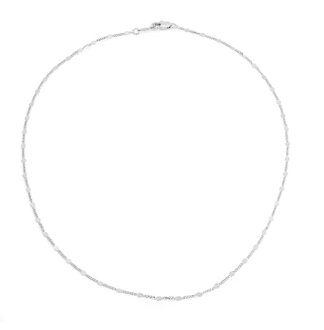 Maya J | Birthstone Charm Necklaces - Flat Palline Chain White Gold
