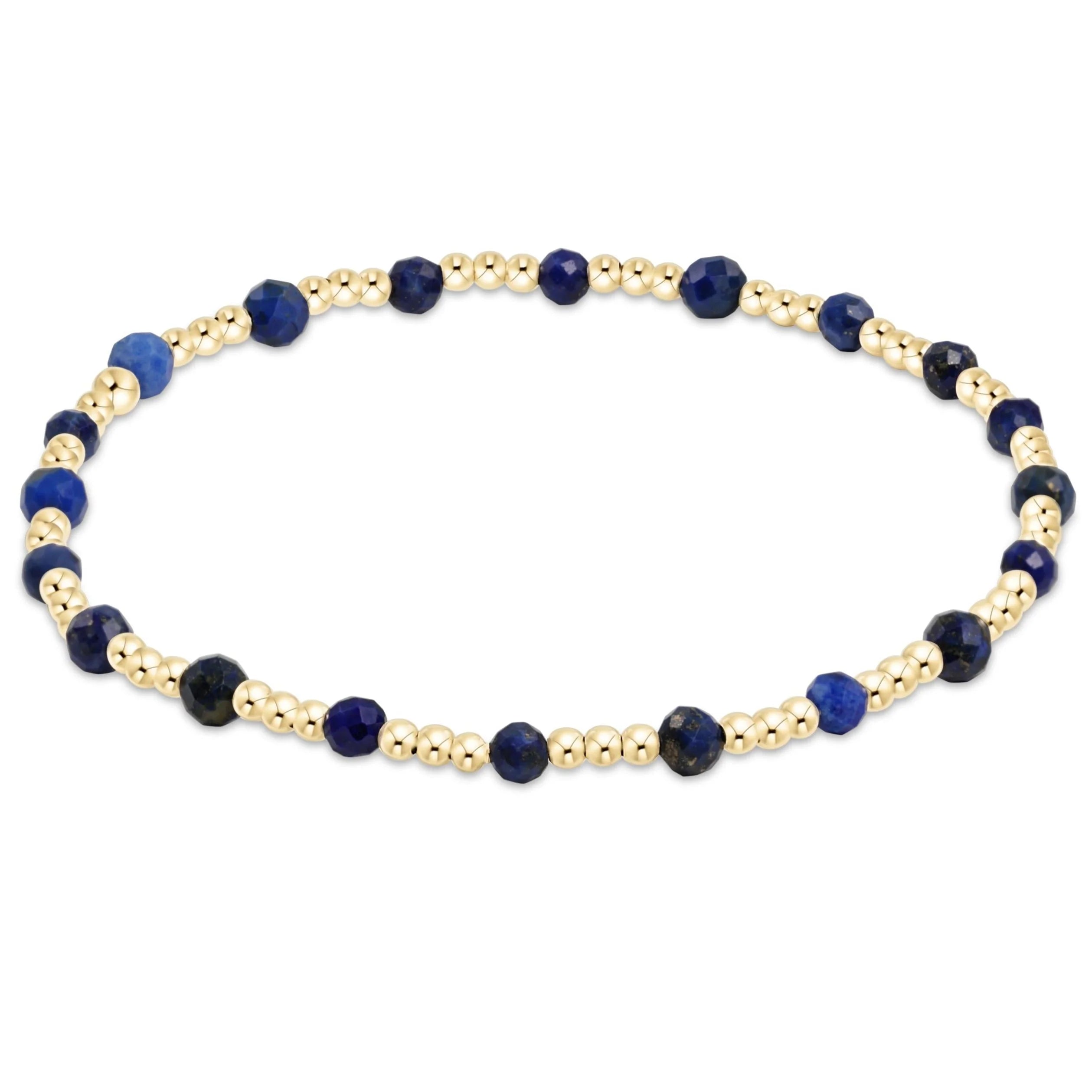 eNewton | Gemstone Gold Sincerity Pattern 3mm Bead Bracelet - Lapis