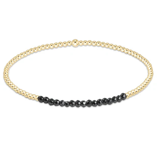 Gold Bliss 2mm Bead Bracelet - Faceted Onyx