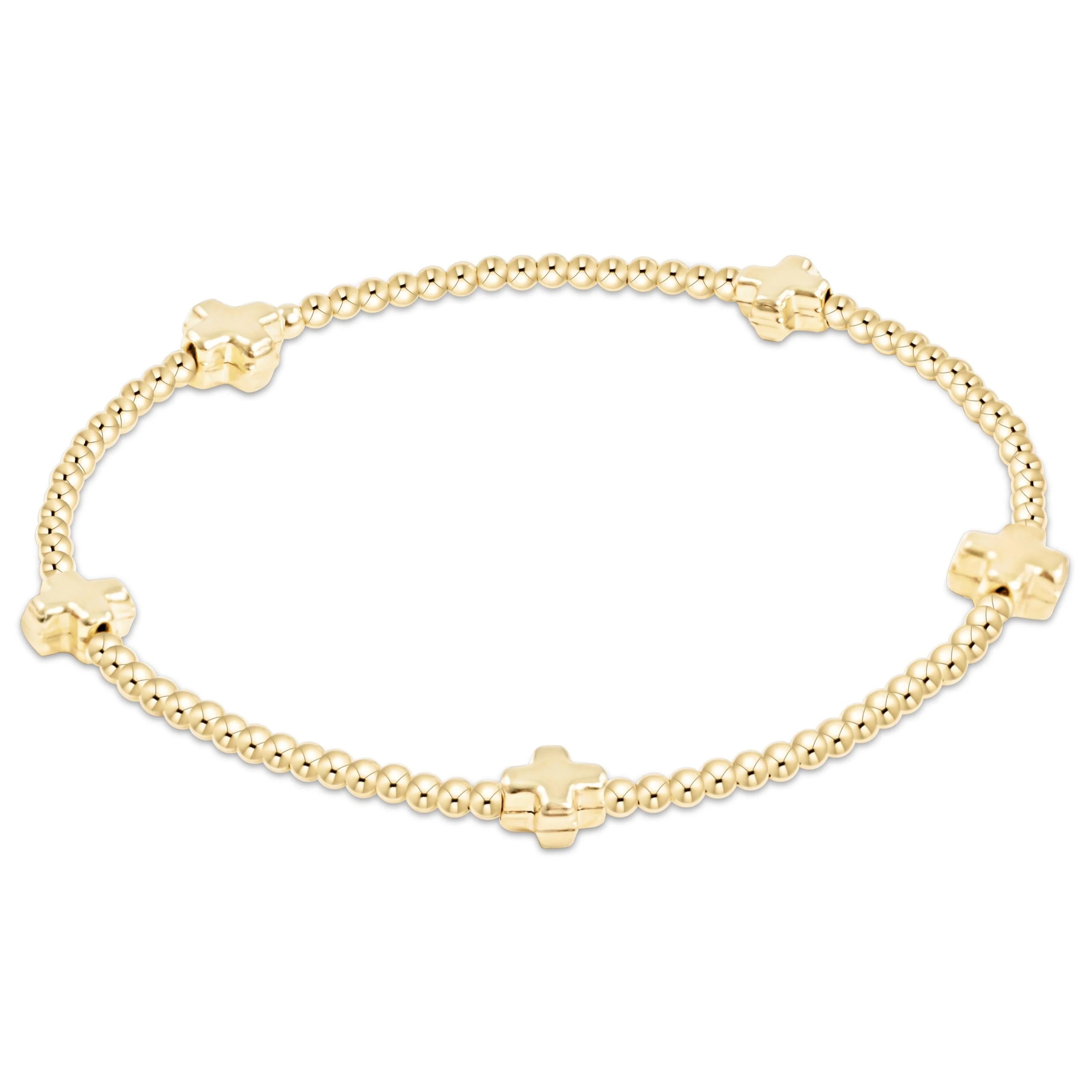 Signature Cross Small 2mm Gold Bracelet