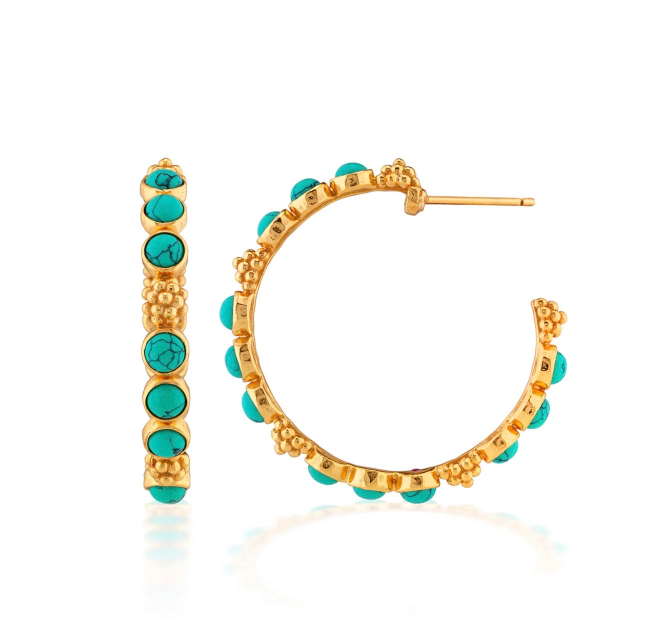 Capucine de Wulf | Berry Gem Medium Hoop Earrings - Turquoise