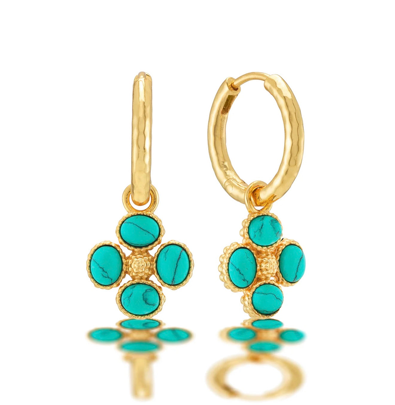 Capucine de Wulf | Berry Clover Hoop Earrings with Double Sided Charm - Turquoise