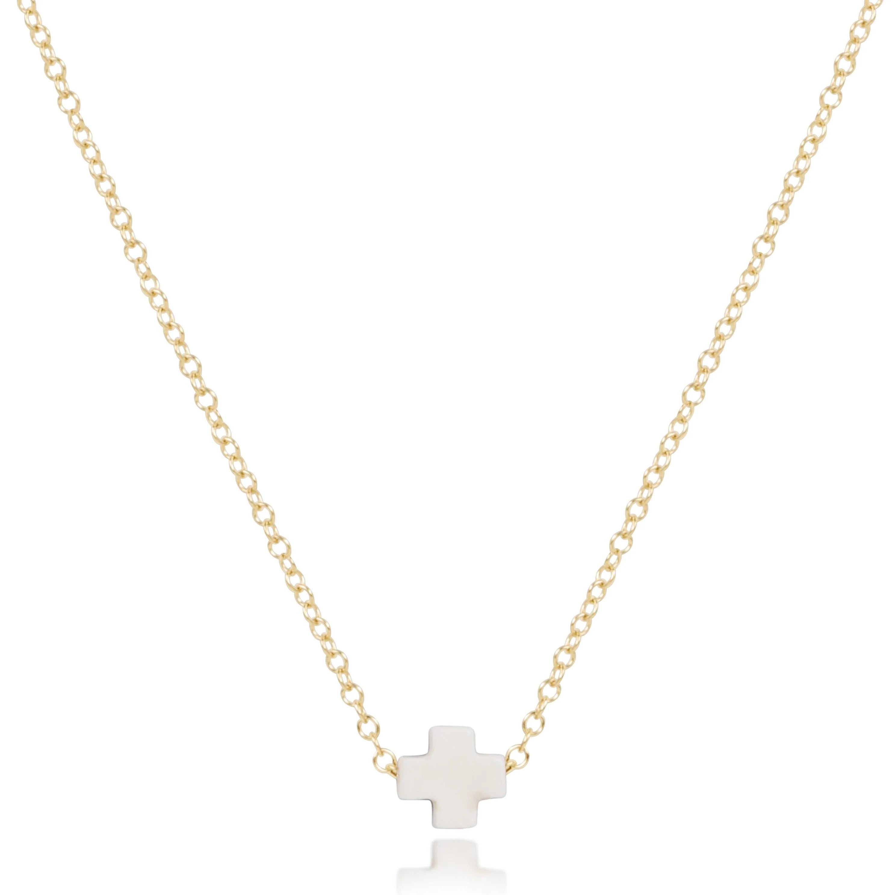 eNewton | 16" Small Signature Cross Gold Necklace