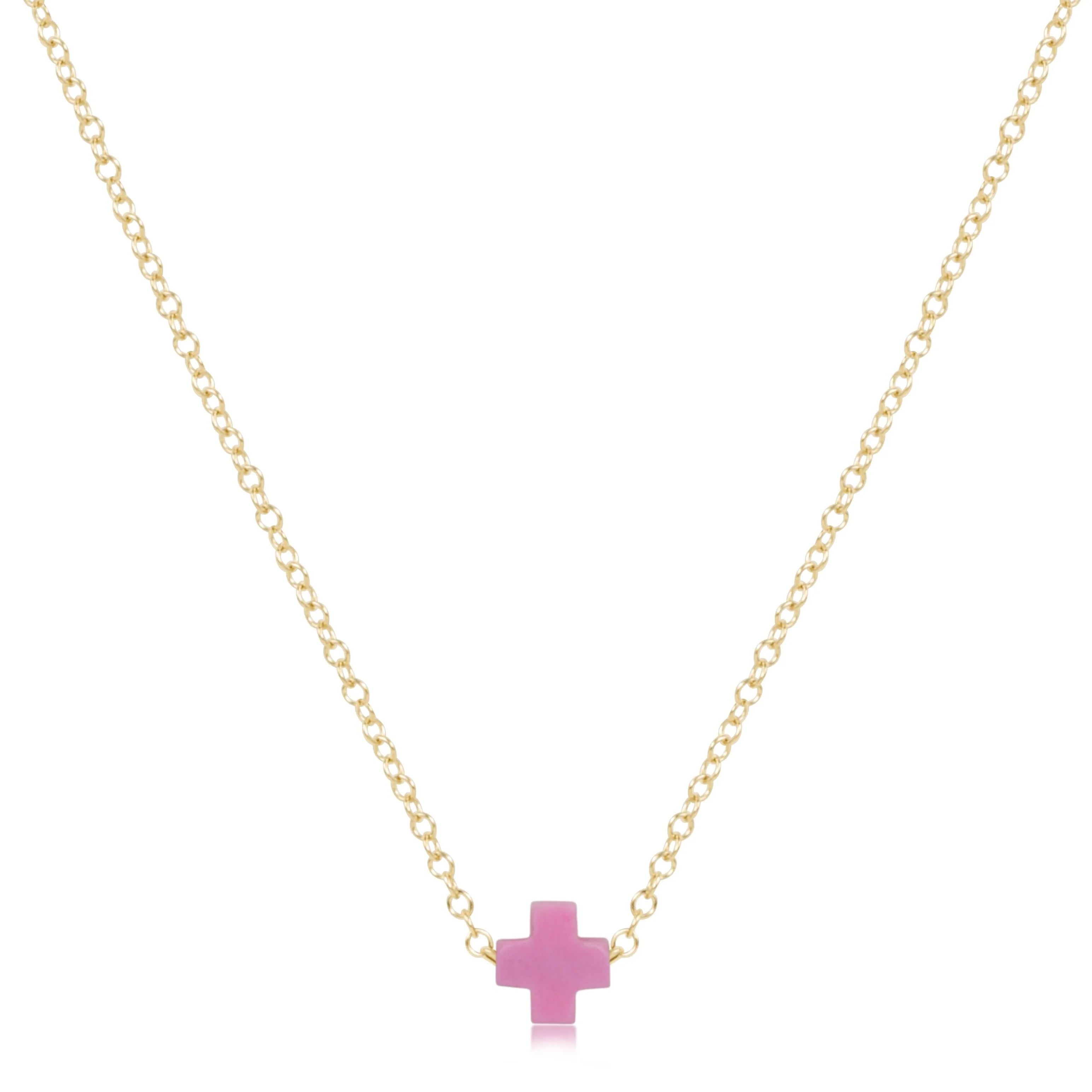 eNewton | 16" Small Signature Cross Gold Necklace