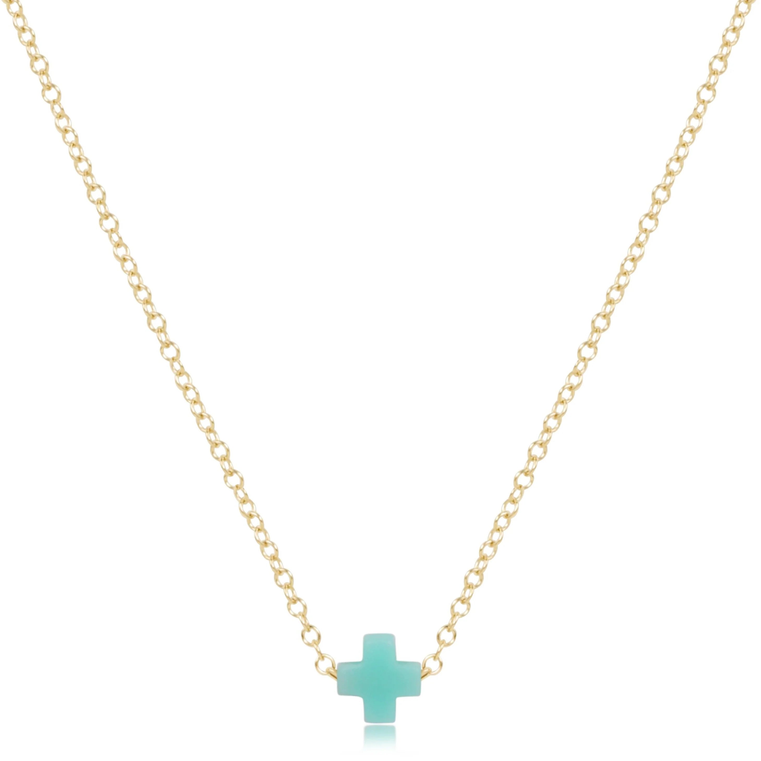 eNewton | 16" Small Signature Cross Gold Necklace