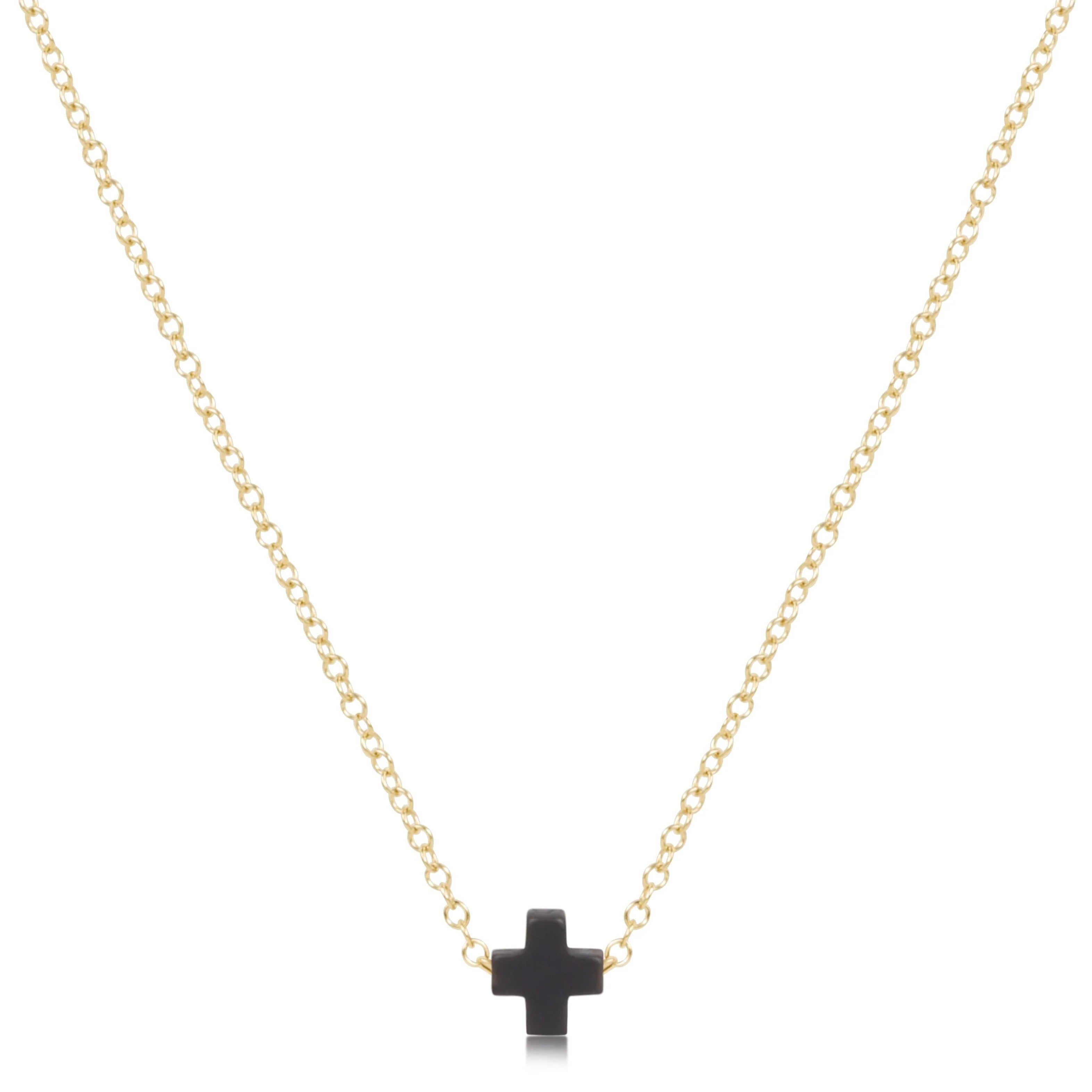 eNewton | 16" Small Signature Cross Gold Necklace