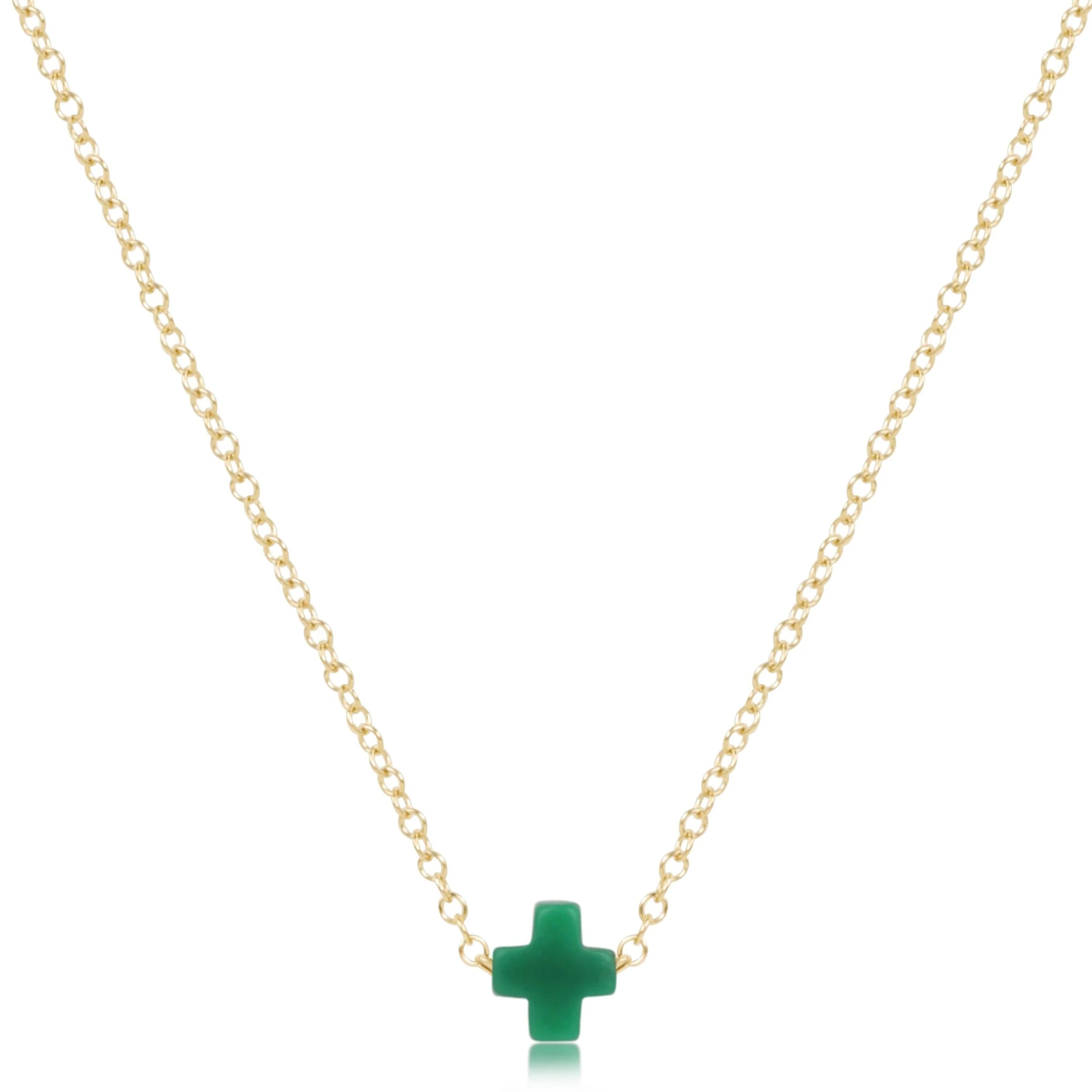 eNewton | 16" Small Signature Cross Gold Necklace