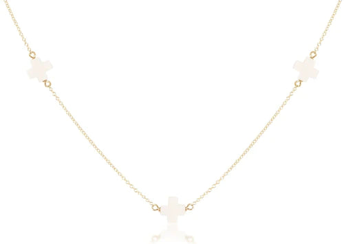 eNewton | Choker Gold Simplicity Chain - Signature Cross Off-White