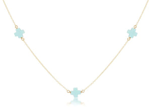 eNewton | Choker Gold Simplicity Chain - Signature Cross Turquoise