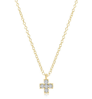 eNewton | 14kt Gold and Diamond Signature Cross Necklace