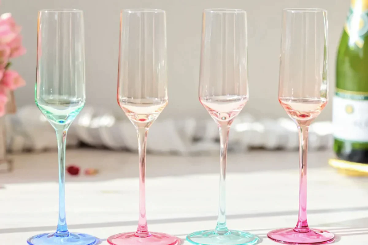 Mezclada Handblown Champagne Flute Glass Set of 4