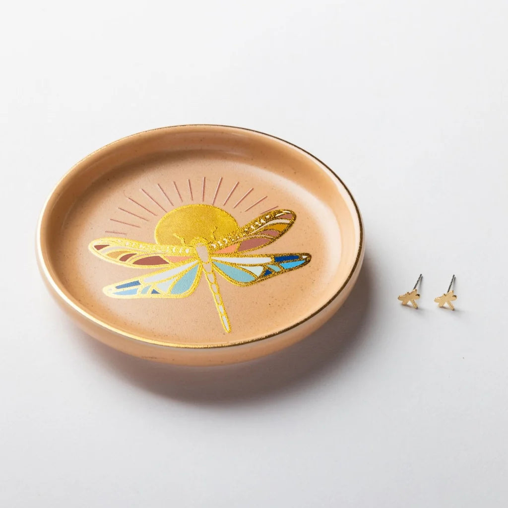 Jewelry Dish & Stud Earring Set - Dragonfly/Terracotta