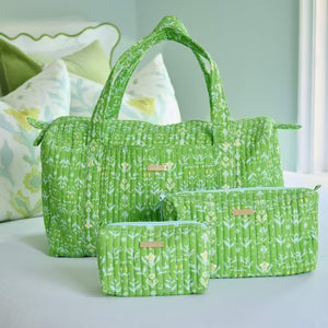 Petal Garden Green Cosmetic Bag