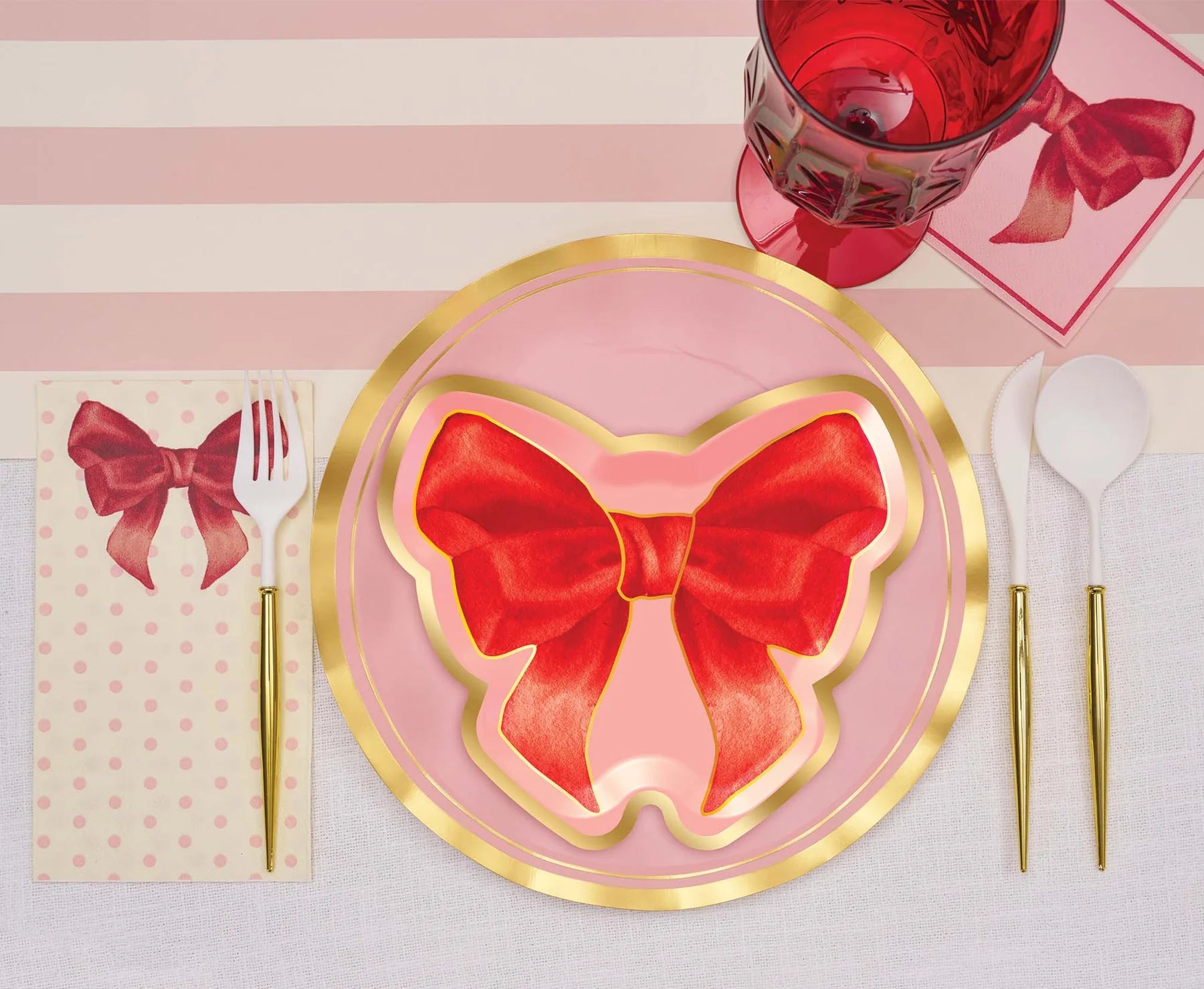 Sophistiplate | Pink Bows Christmas Die Cut Salad Plate