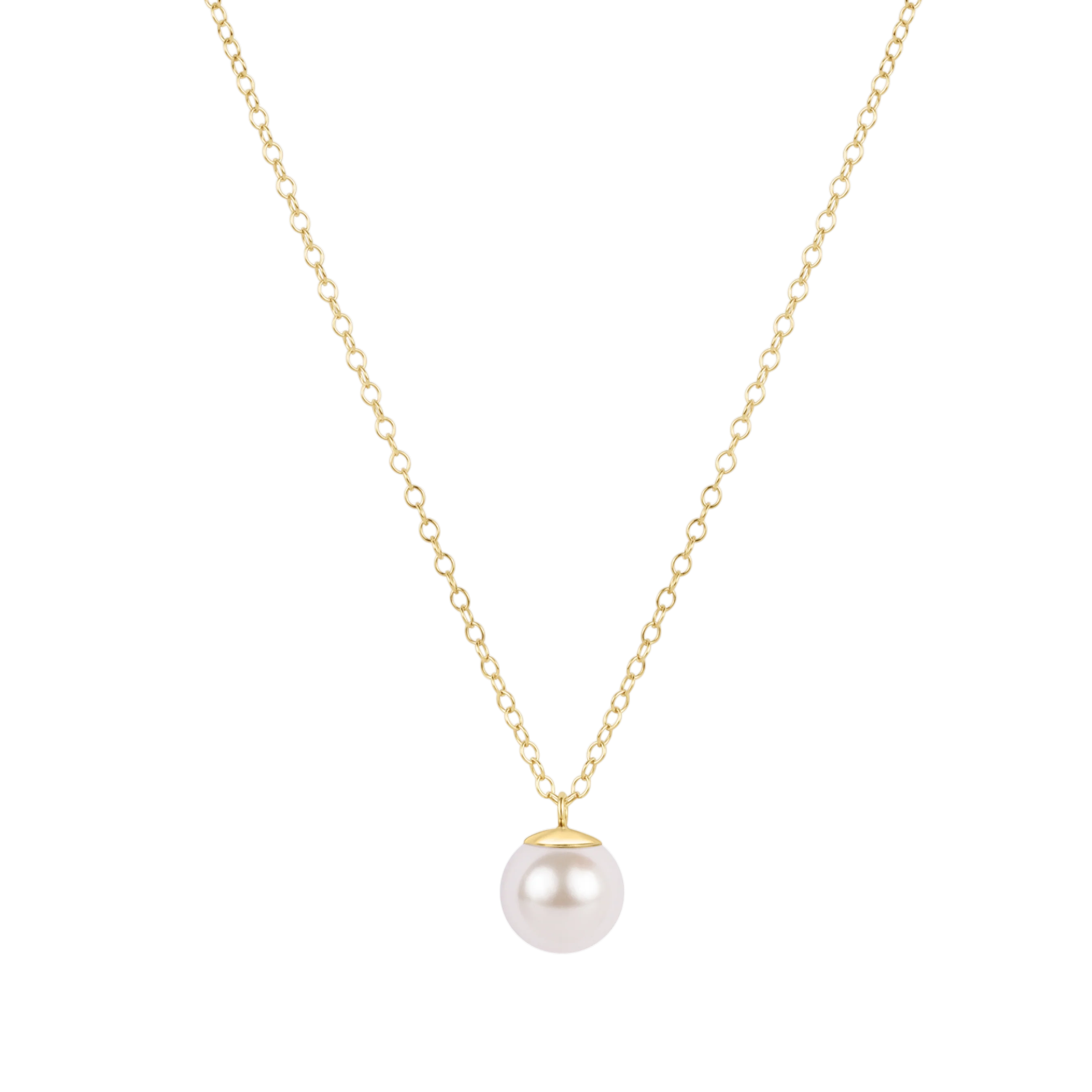 16" Gold Necklace - Classic Pearl 8mm Charm