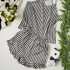 Bella Sleep + Spa | Cami + Ruffled Shorts Set - Striped