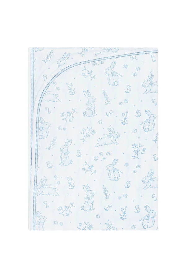 Blue Bunny Toile Baby Blanket