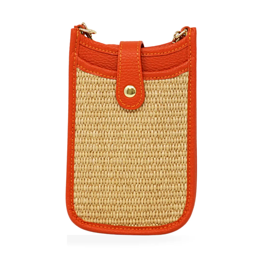 German Fuentes | Rattan and Leather Crossbody Cellphone Bag