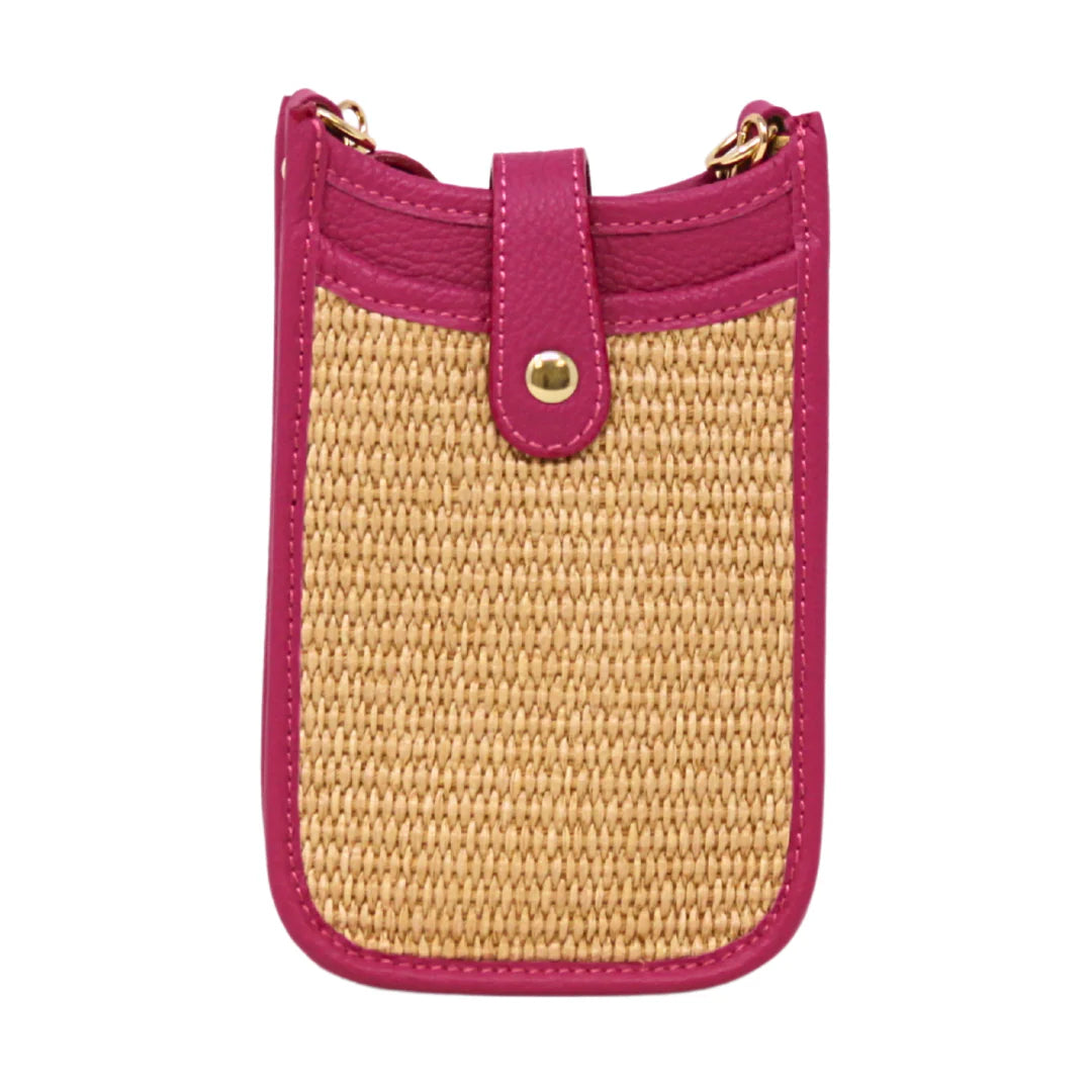 German Fuentes | Rattan and Leather Crossbody Cellphone Bag