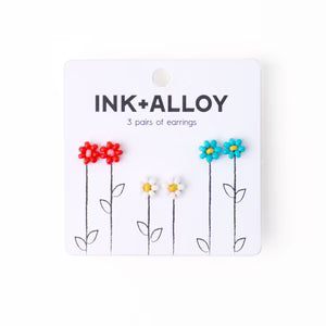Tina Flower Earrings Trio Set