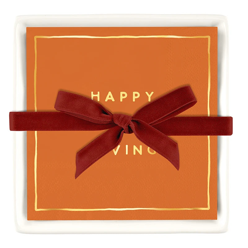 Thanksgiving Ceramic Tray + Beverage Napkin