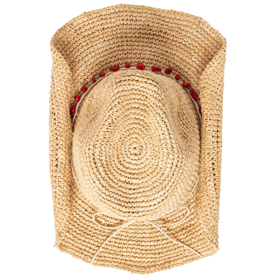 San Diego Hat Company | Women's Crocheted Raffia Cowboy Hat with Stone Trim