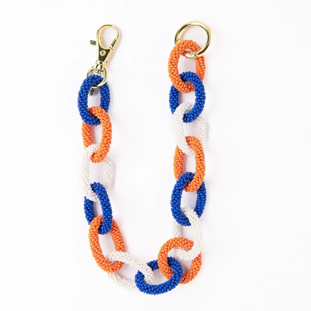 INK + ALLOY | Game Day Beaded Bag Chain Blue + Orange